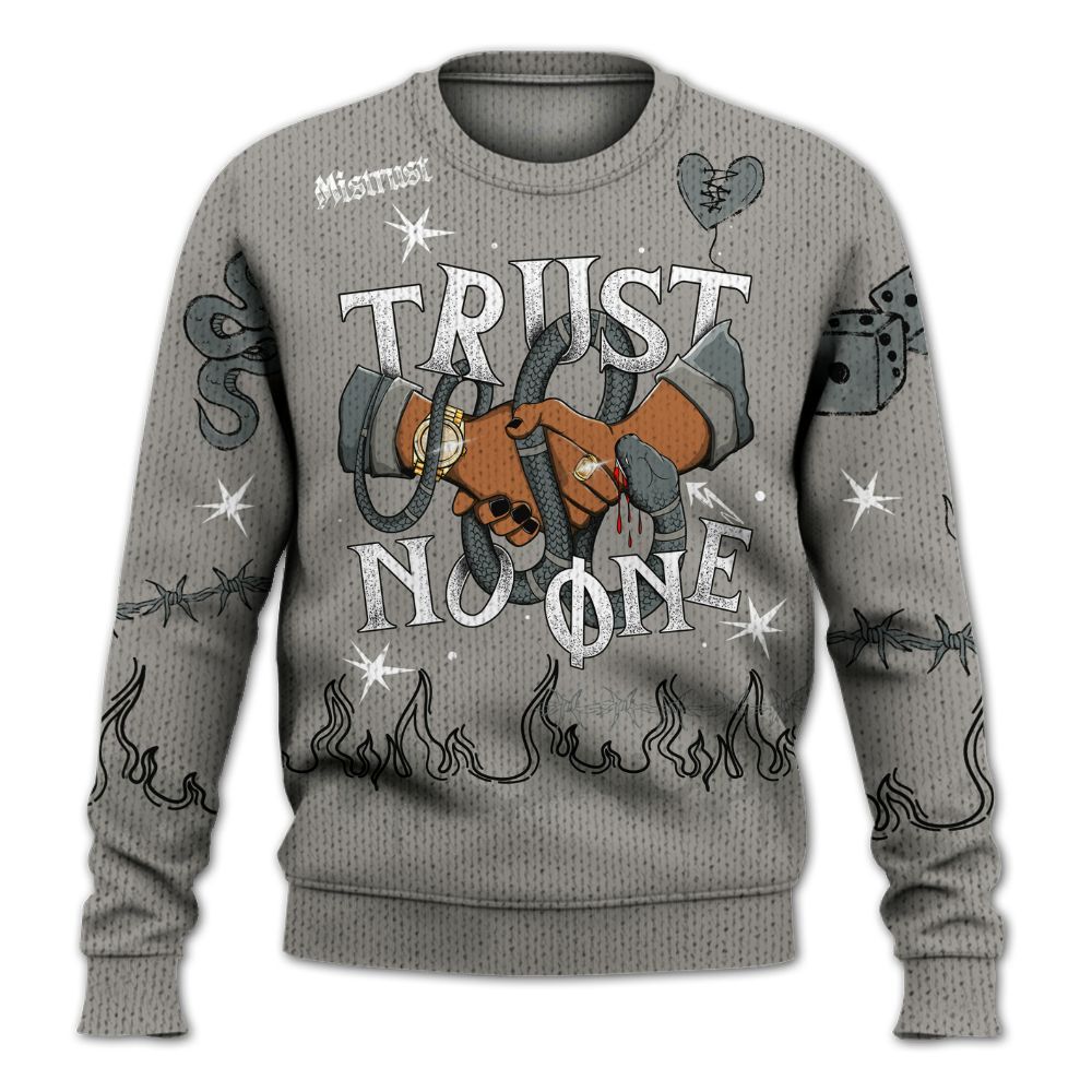 Knitted Sweater To Match Cool Grey 9s - Trust No One Snake-Bite Doodle Crayon