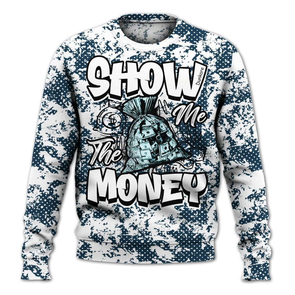 Sweatshirt To Match Air Navy Baltic Blue - Show Me The Money Retro All Over Print