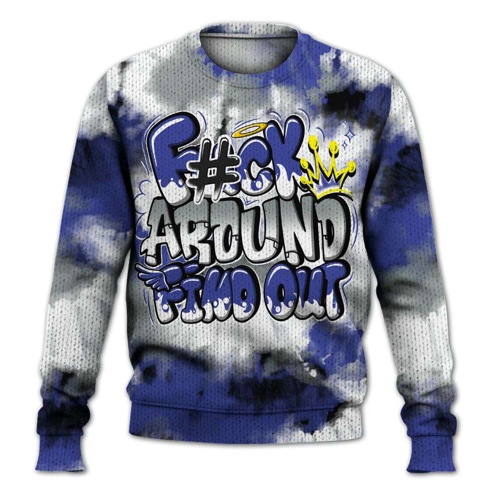 Knitted Sweater To Match Shox TL Royal - Tie Dye FK Around Find Out