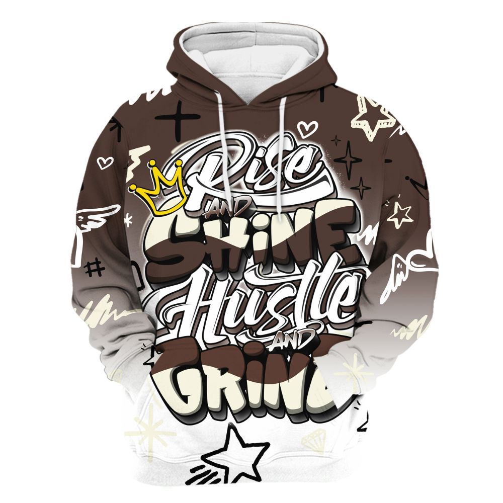 Hoodie To Match SoleFly Cafecito 12s - Rise Shine Hustle Grind All Over Print