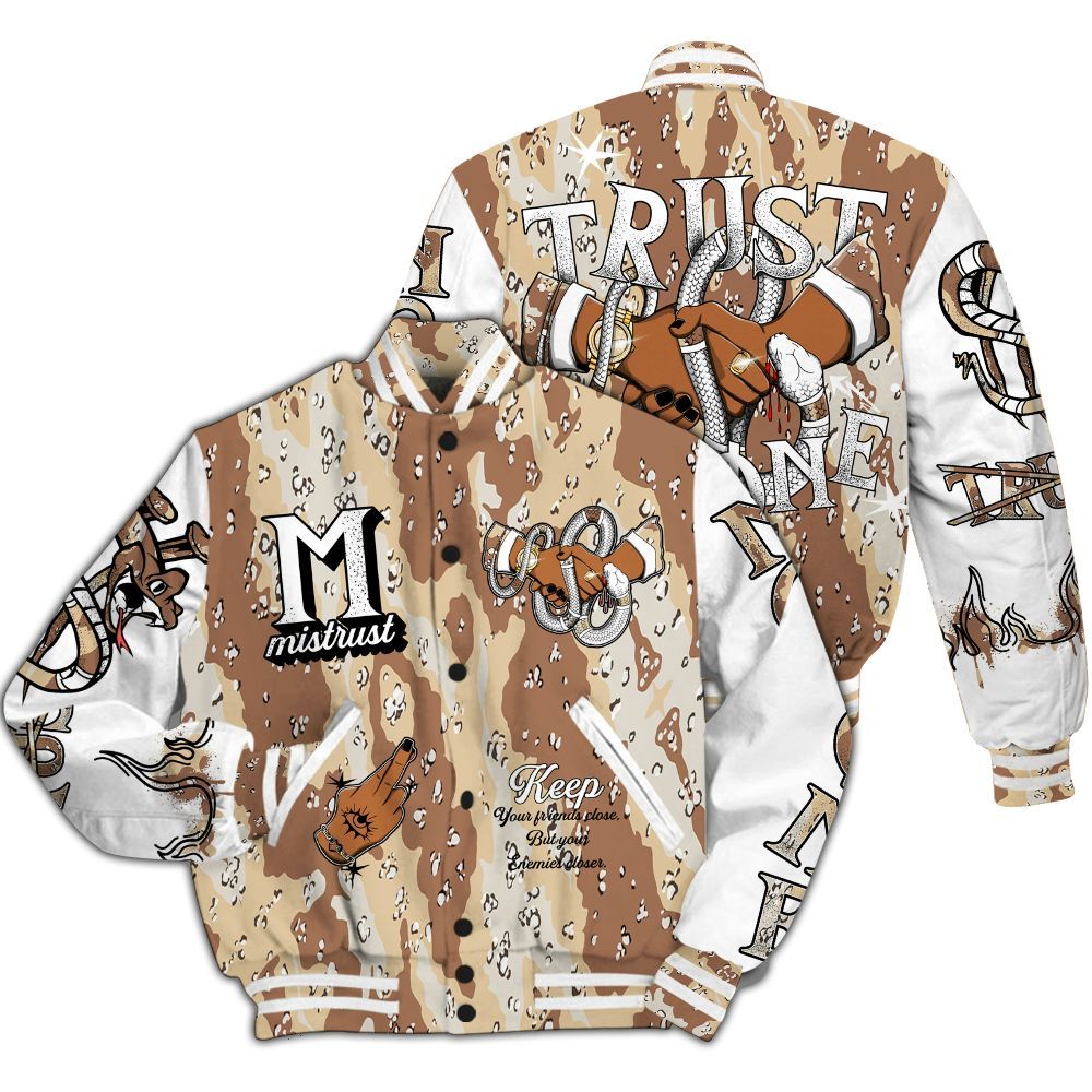 Varsity Jacket To Match Desert Camo 3s - Trust No One Snake-Bite Street Style All Over Print
