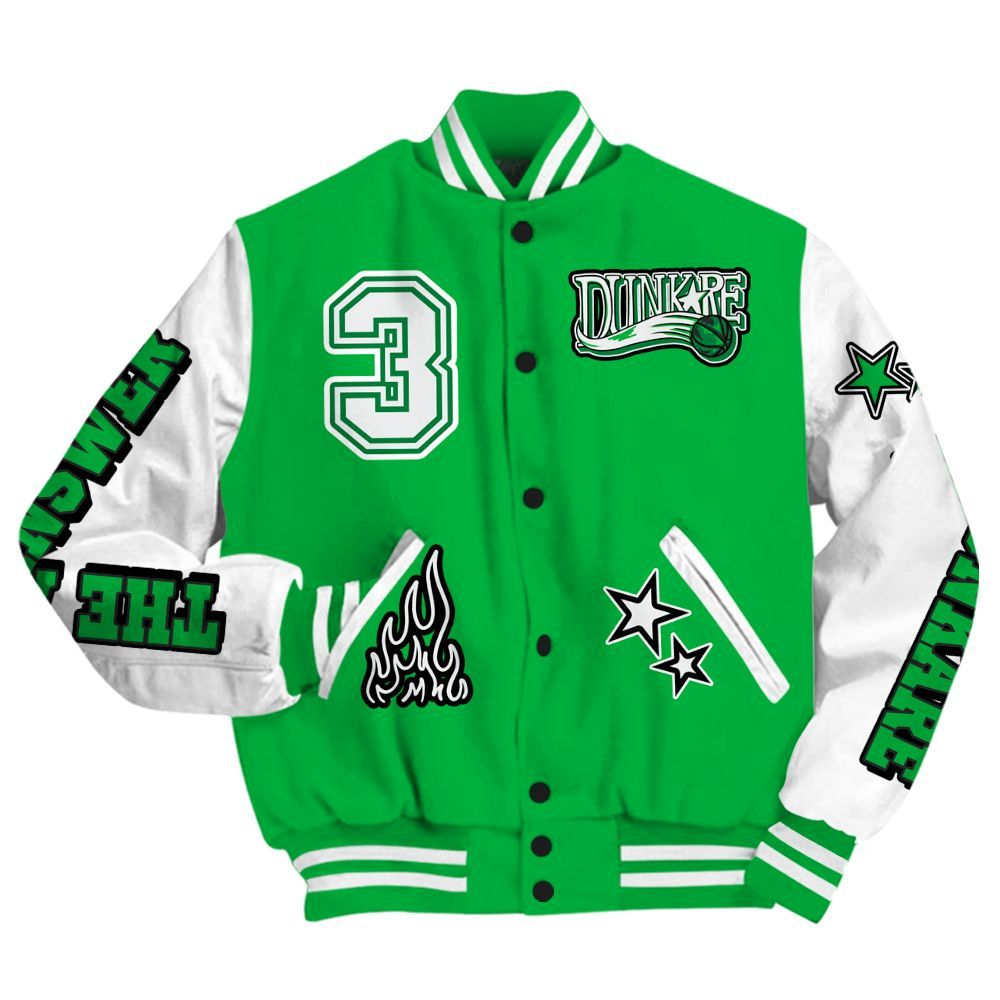 Varsity Jacket To Match Lucky Green 5s - Allen Answer Skeleton All Over Print