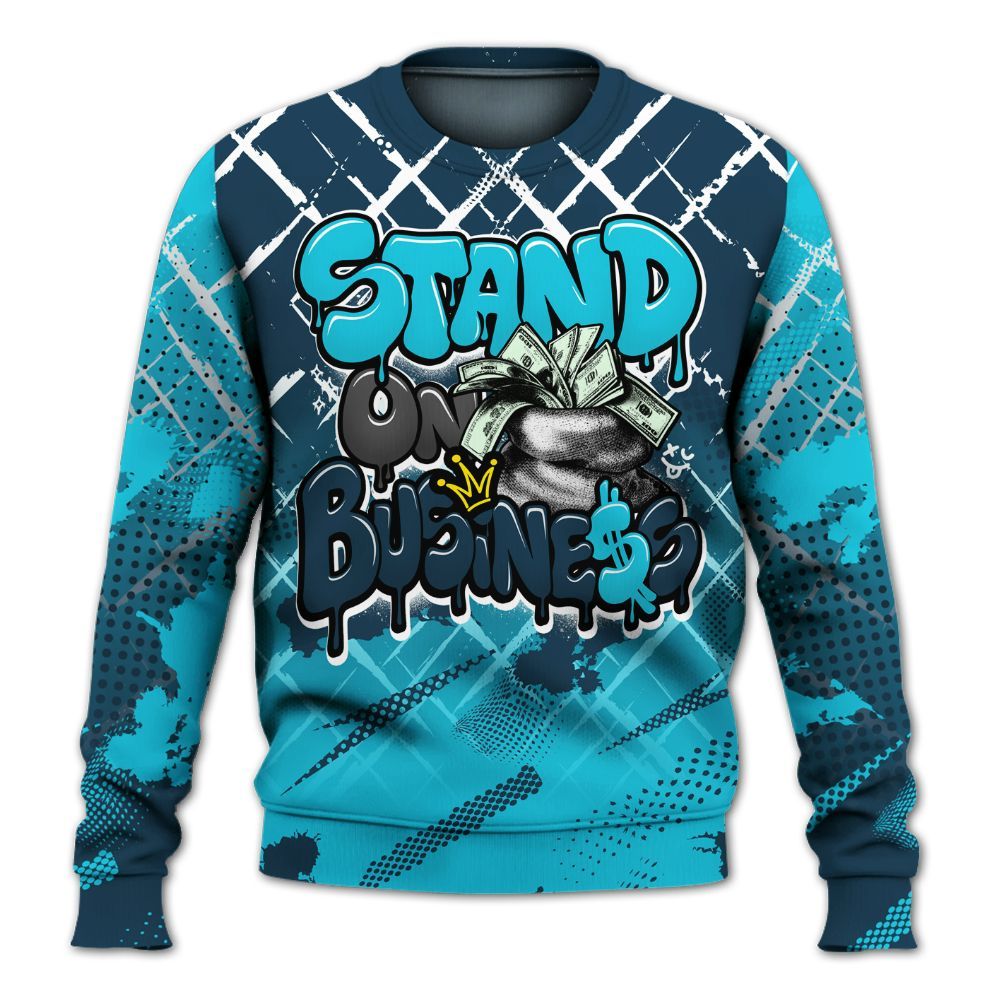 Sweatshirt To Match Air Navy Baltic Blue - Halftone Stand Business Dripping All Over Print