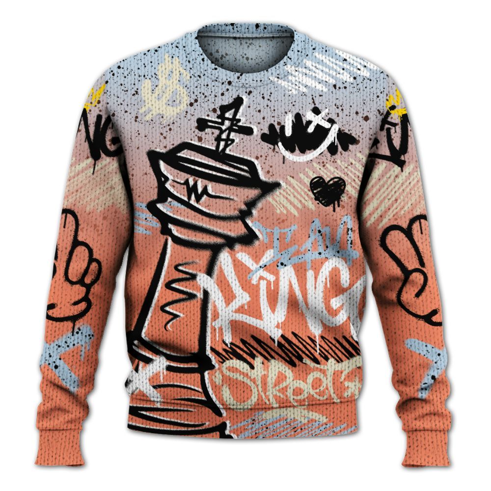 Knitted Sweater To Match DJ Khaled Crimson Bliss 5s - Street King Chess Streetwear