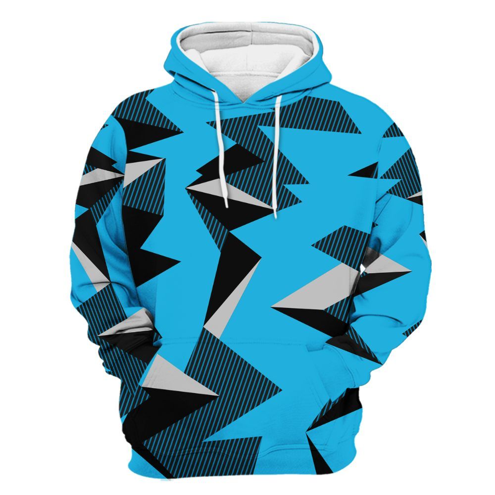Hoodie To Match Black University Blue 2026 14s - Geometric Camouflage Pattern All Over Print