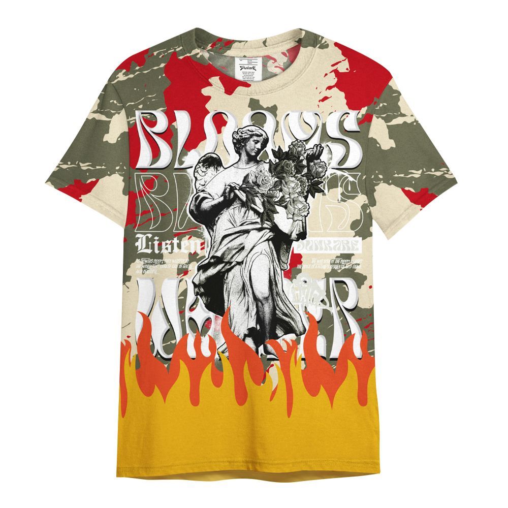 Shirt To Match Low OG Medium Olive 1s - Blooms Whisper Retro All Over Print