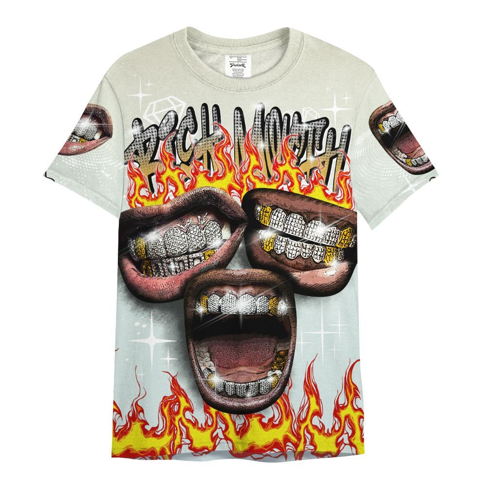 Shirt To Match Pure Platinum 4s - Rich Mouth Fire Rap Retro 90s All Over Print