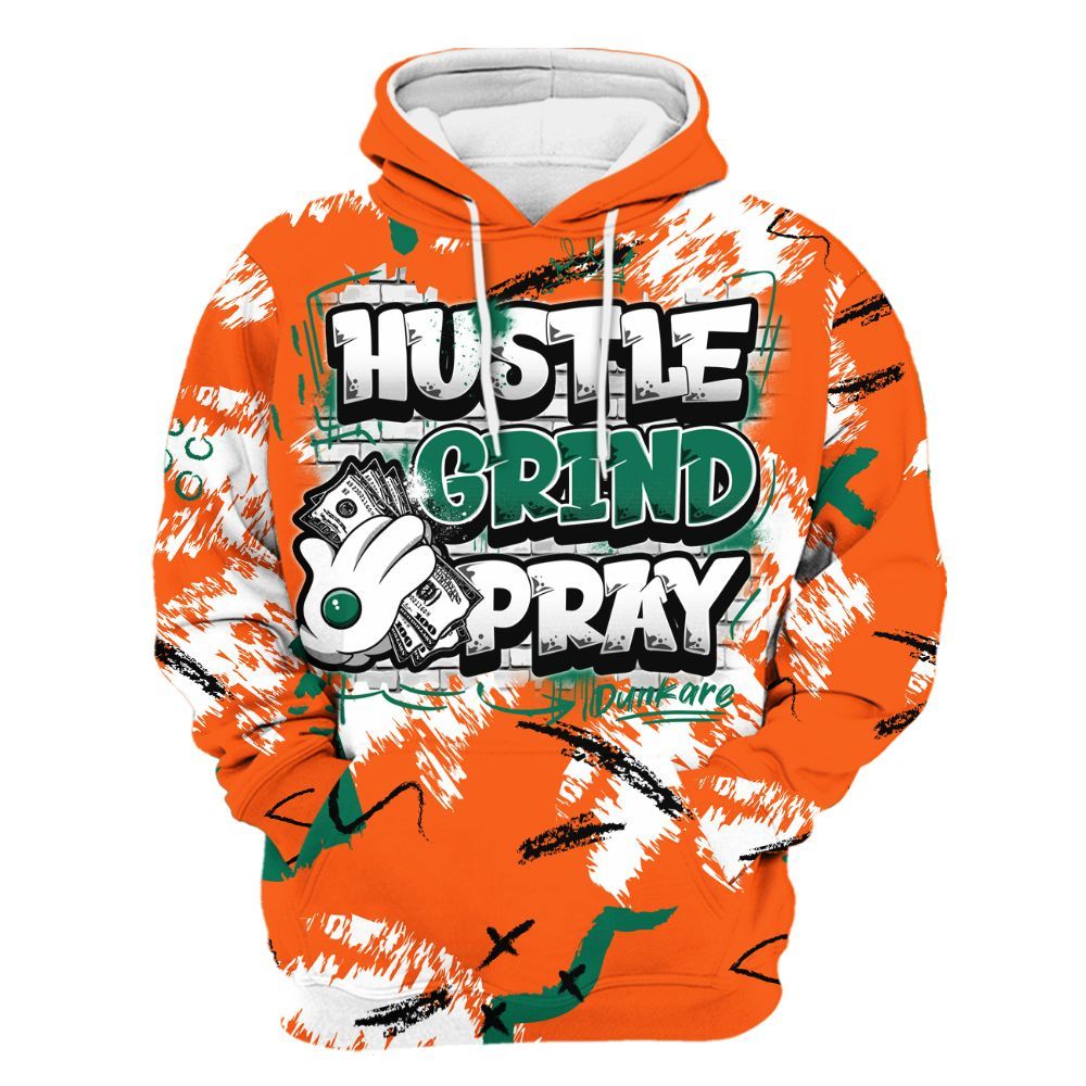 Hoodie To Match SoleFly Sail Gorge Green 3s - Hustle Grind Pray Graphic Street Style All Over Print