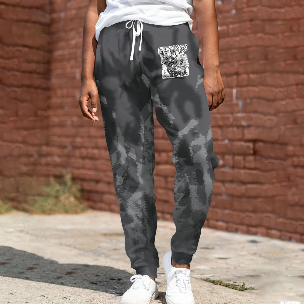 Sweatpant To Match White Thunder 4s - Apocalypse Skeleton Burn All Over Print