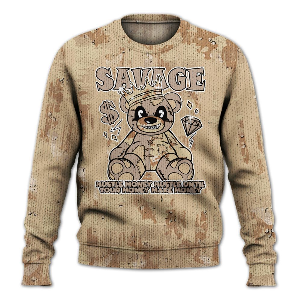 Knitted Sweater To Match Desert Camo 3s - Savages Bear Glitch Art