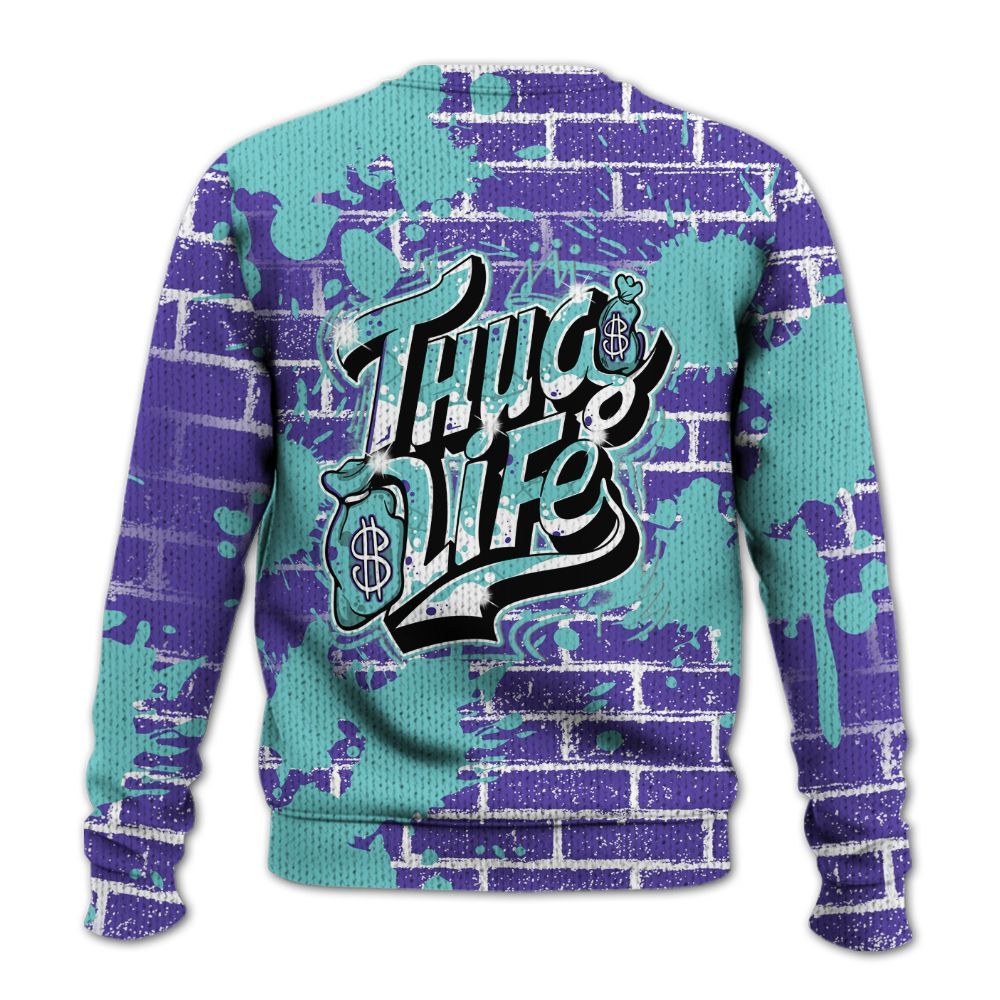 Knitted Sweater To Match Low Hornets 1s - Free Thug Living Graphic Brick Art