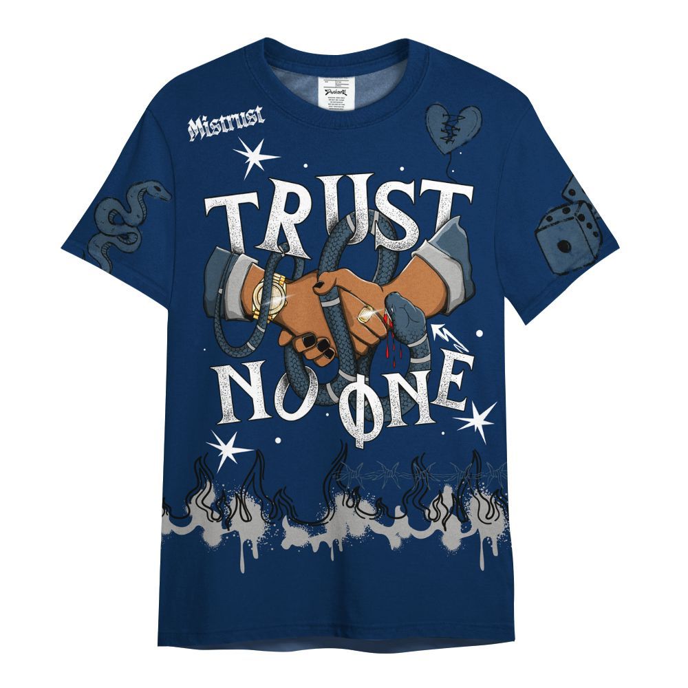 Shirt To Match SB White Navy 4s - Trust No One Snake-Bite Doodle Crayon All Over Print