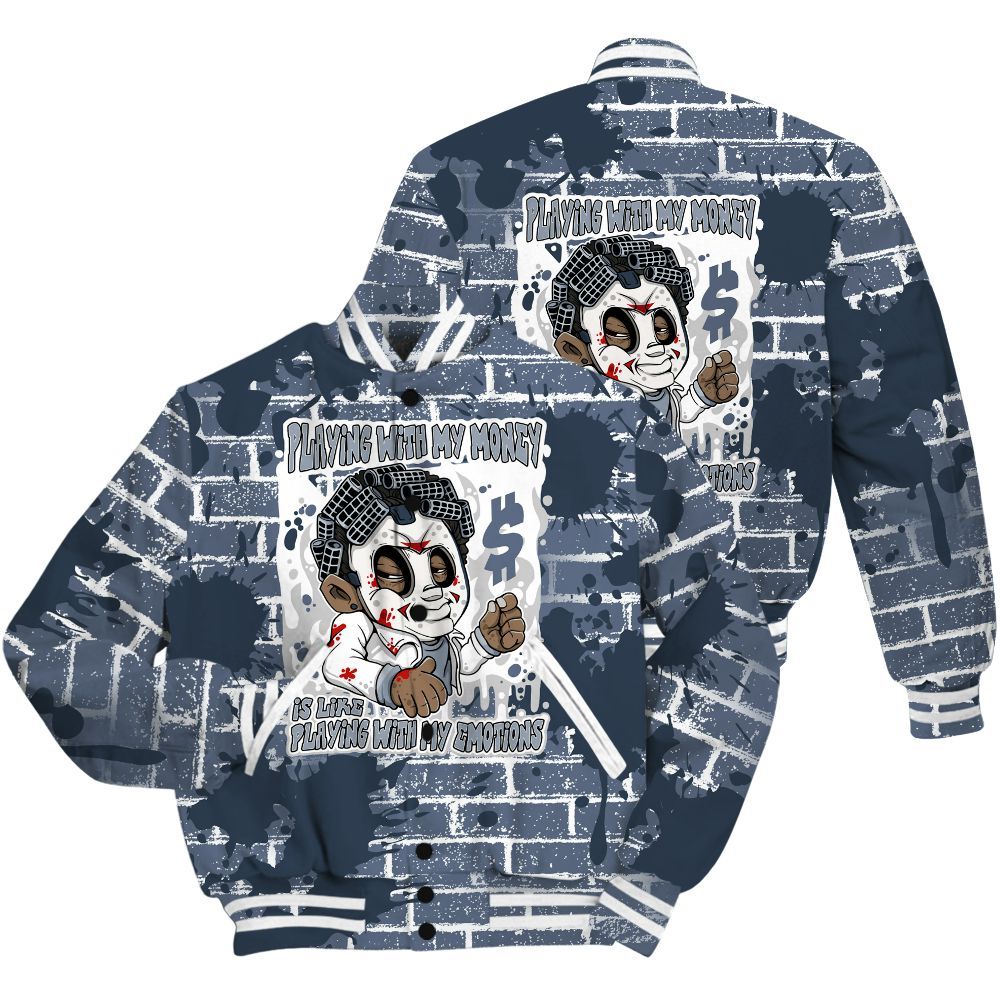 Varsity Jacket To Match Low Diffused Blue 11s Shirt - Playing With My Money Graphic Halloween All Over Print