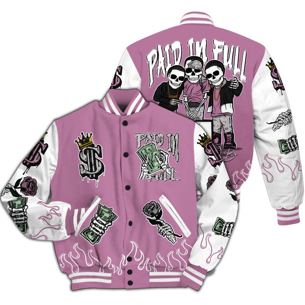 Varsity Jacket To Match Neutral Grey Black White Orchid 4s - Fire Everybody Paid In All Over Print