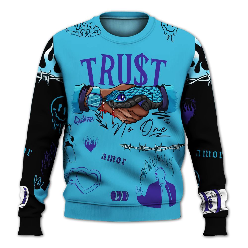 Sweatshirt To Match Retro Aqua 6s - Snake Trust No One All Over Print