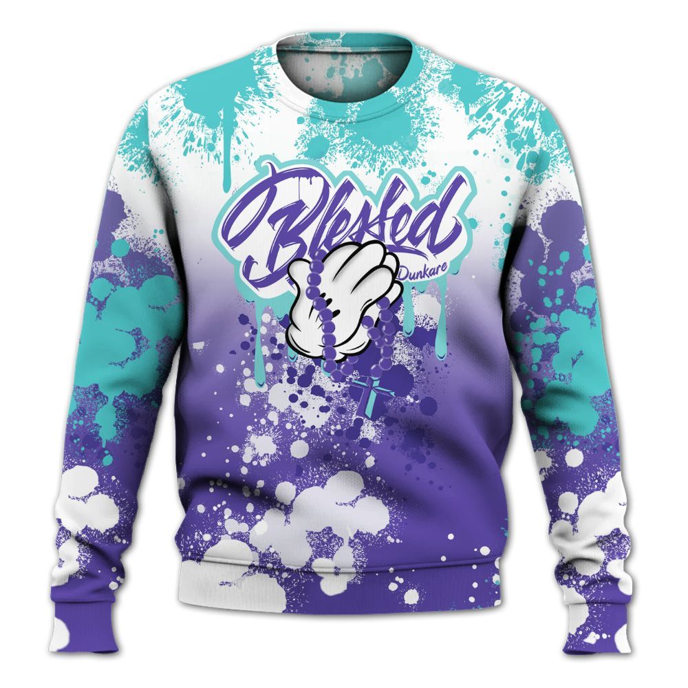 Sweatshirt To Match Low Hornets 1s - God Blessed Ink Drip All Over Print