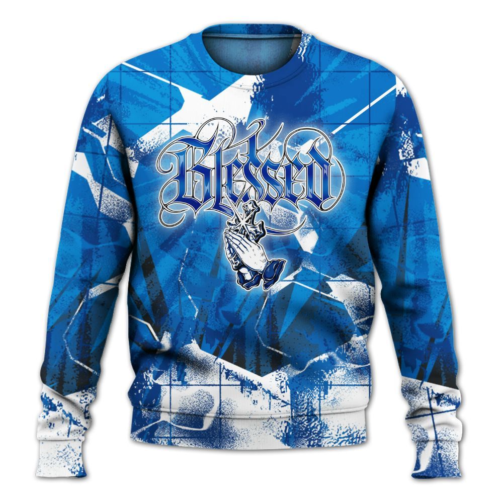 Sweatshirt To Match Blueberry 12s - God Blessed All Over Print