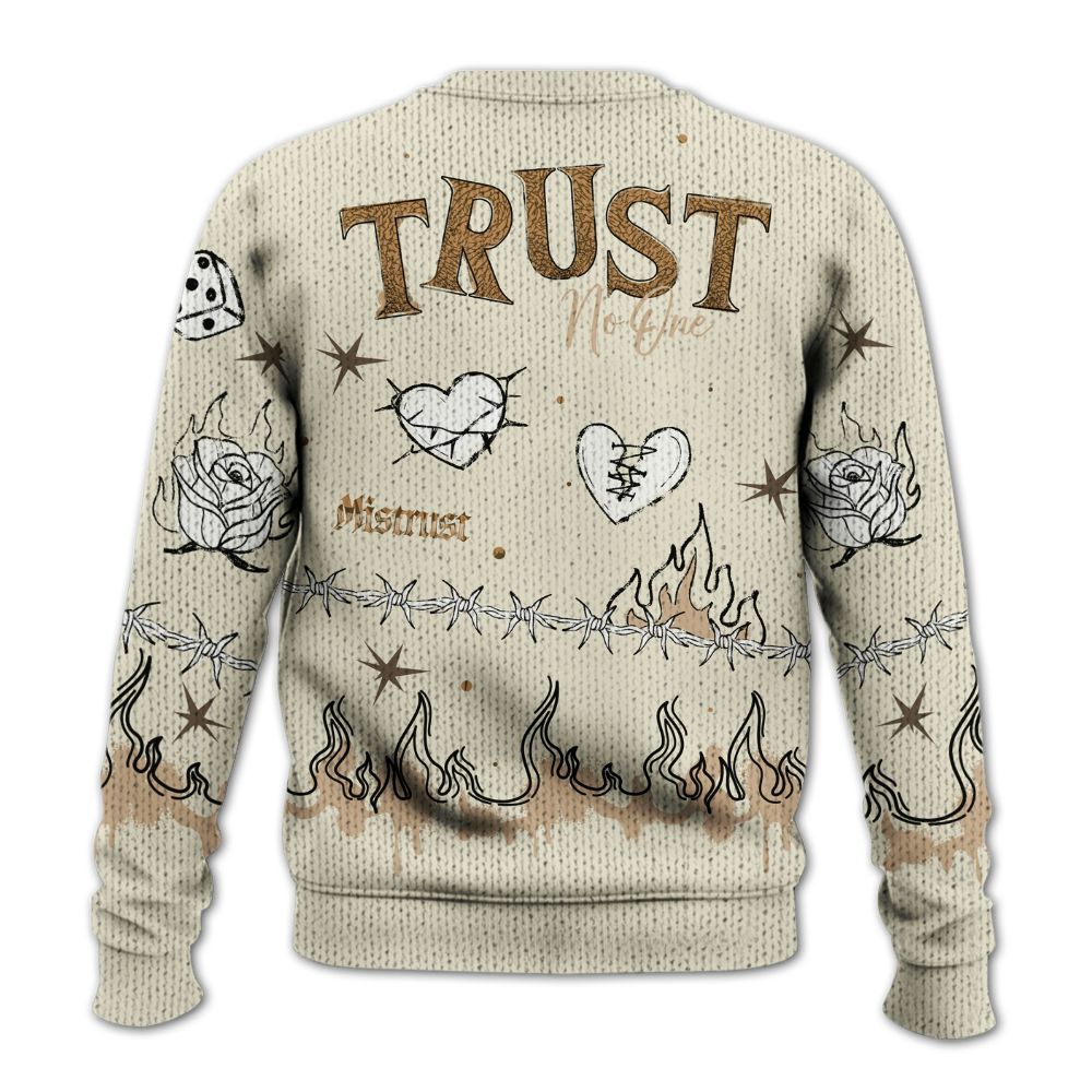 Knitted Sweater To Match Orewood Brown 3s - Trust No One Snake-Bite Doodle Crayon