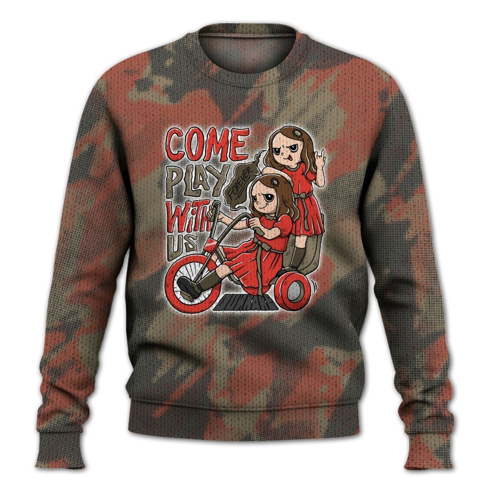 Knitted Sweater To Match Olive 9s - Come Hangout Halloween Abstract Halftone