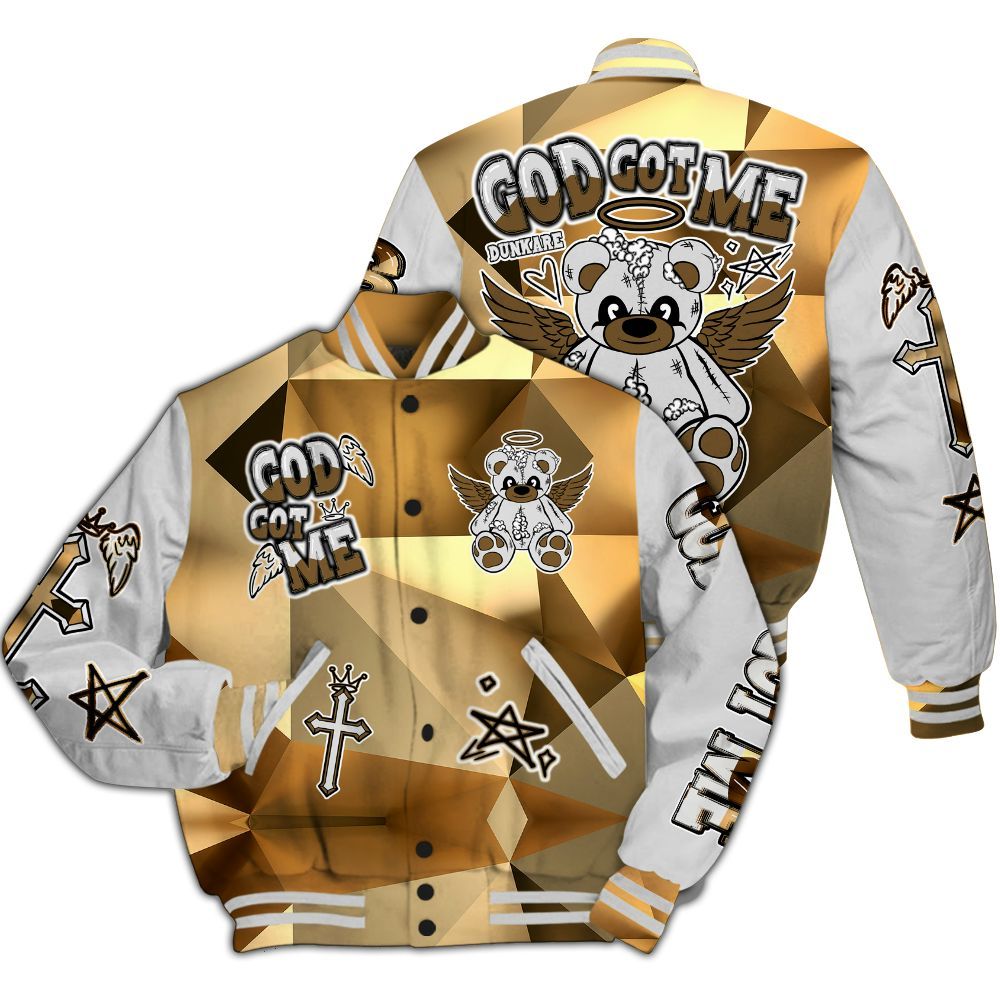 Varsity Jacket To Match NET Gold 4s - Gods Guides Me Bear All Over Print