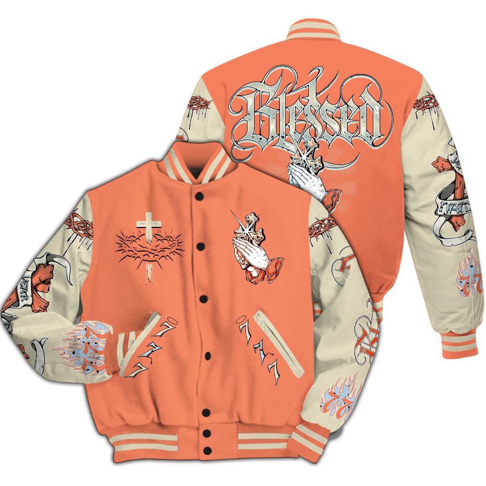 Varsity Jacket To Match DJ Khaled Crimson Bliss 5s - God Blessed Custom Name All Over Print