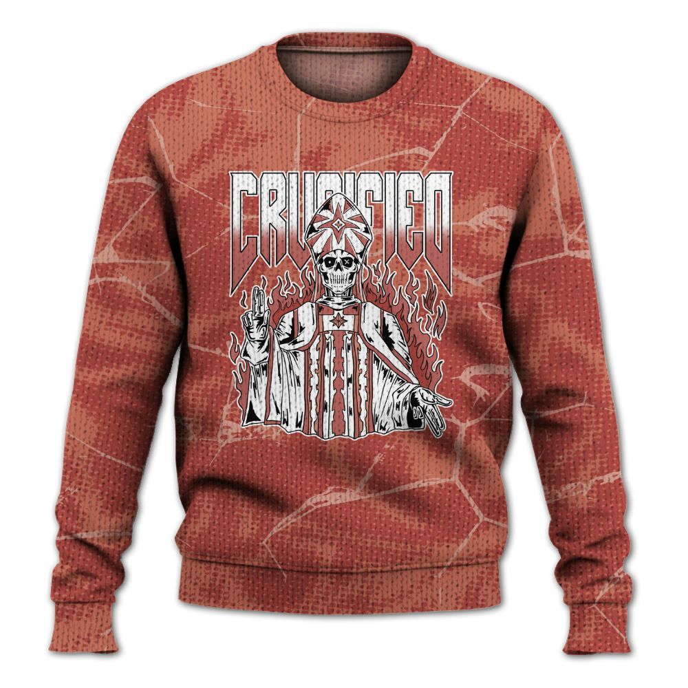 Knitted Sweater To Match Dune Red 13s - Crucified Skeleton Crack