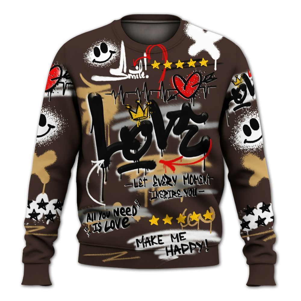 Sweatshirt To Match 2025 Retro Earth 5s - Happy Love Beats Graffiti Streetwear All Over Print