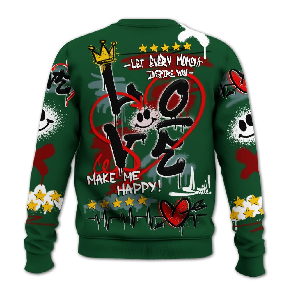 Sweatshirt To Match Concrete Rose 3s - Happy Love Beats Graffiti Streetwear All Over Print