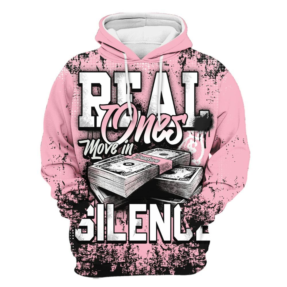 Hoodie To Match Low OG Shy Pink 1s - Move In Silence Money Street Retro All Over Print