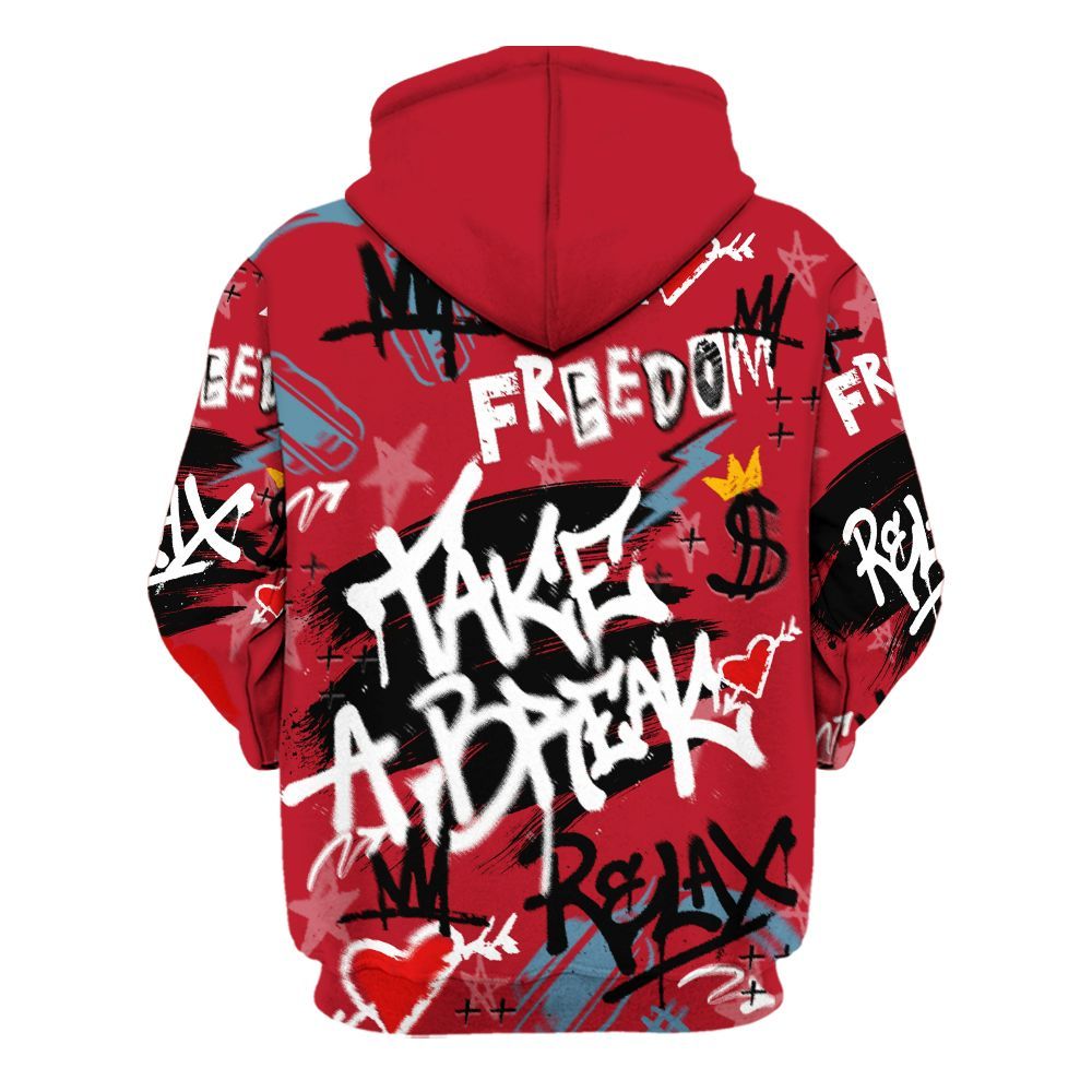 Hoodie To Match Retro Raging Bull 5s - Take Break Freedom Graffiti Streetwear All Over Print