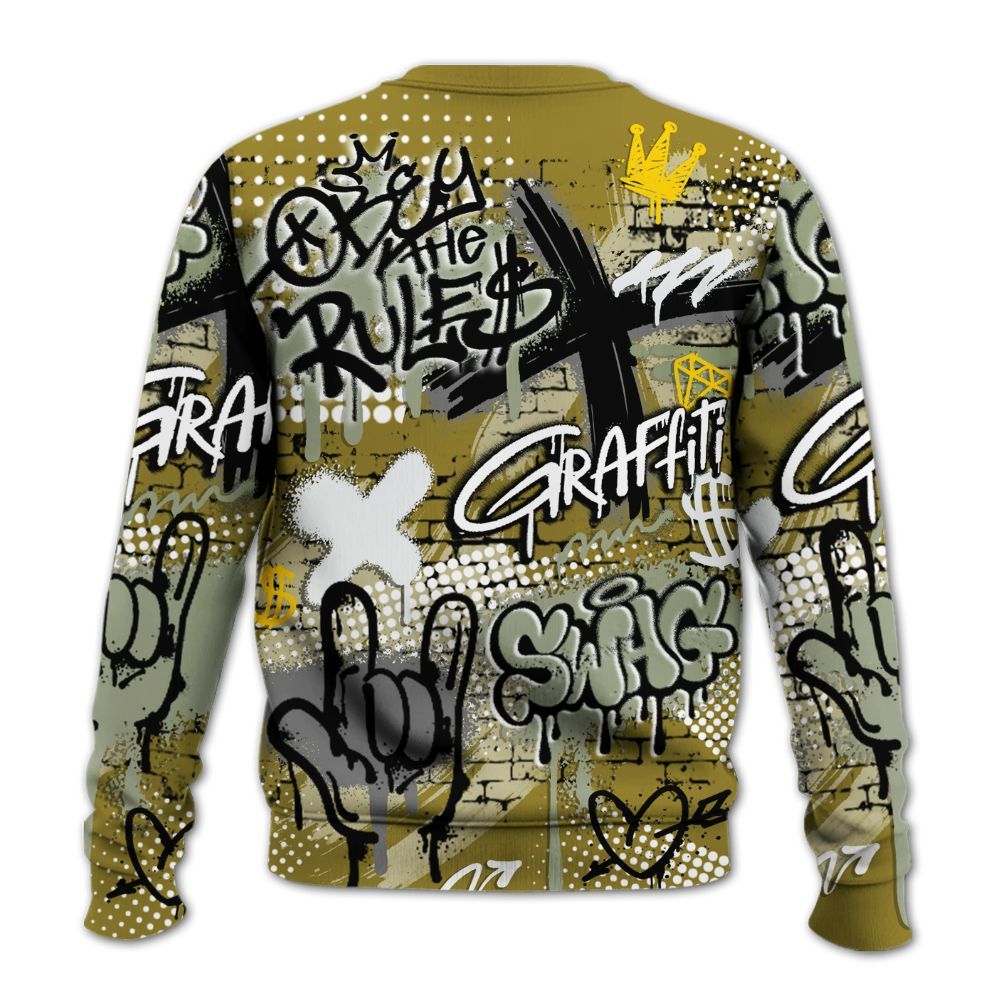 Sweatshirt To Match Air Flightposite Metallic Gold - True It Real Graffiti Streetwear All Over Print