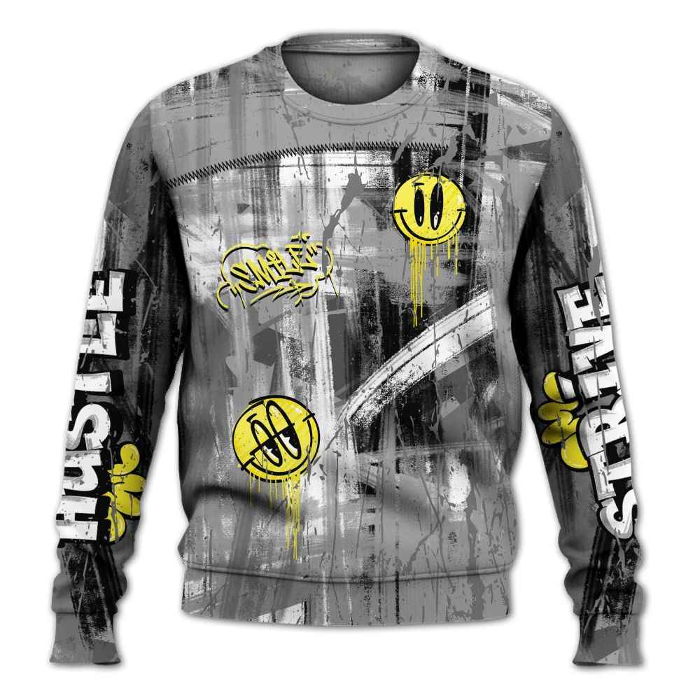 Sweatshirt To Match Black Wolf Grey 12s - Money Skull Smile Fire All Over Print