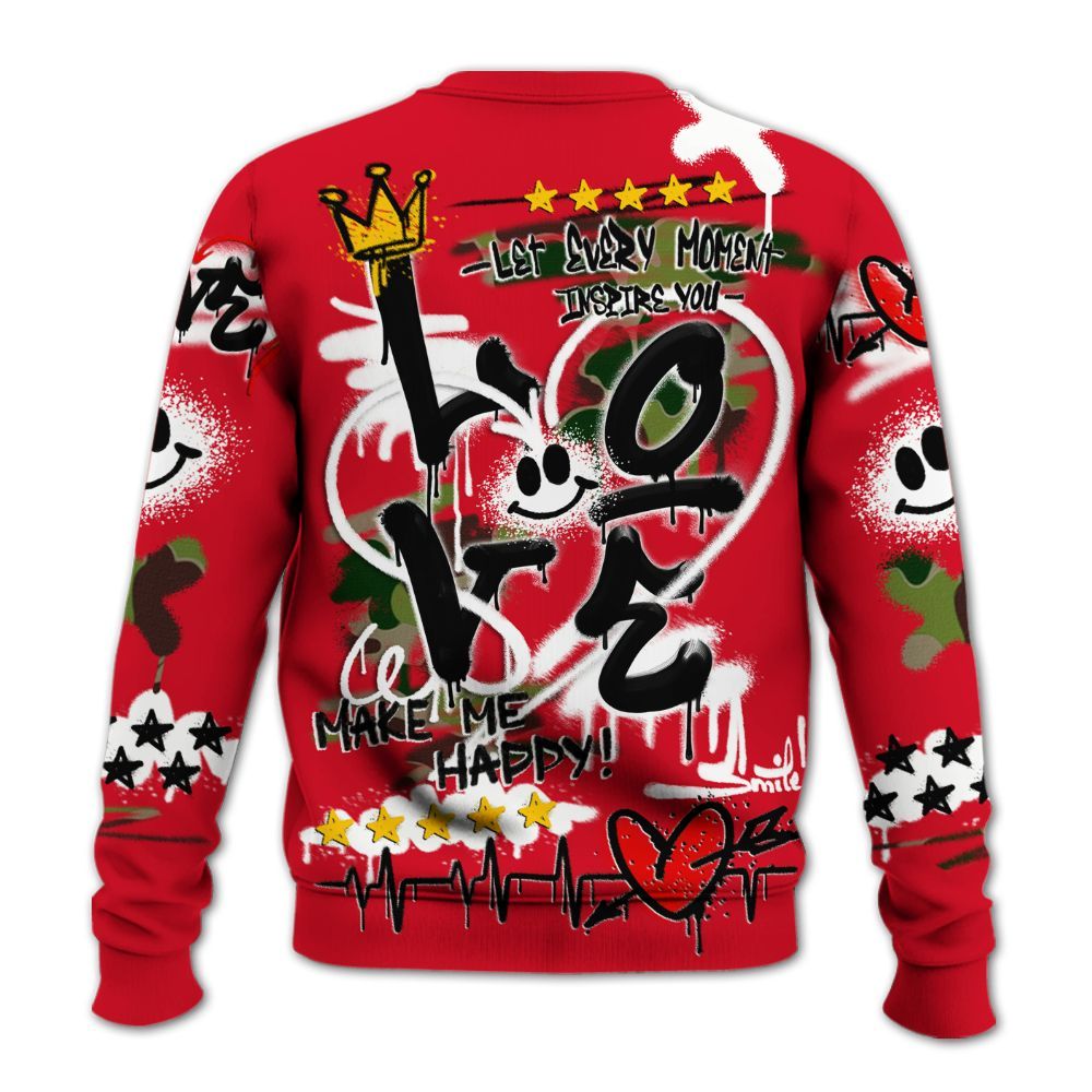 Sweatshirt To Match Air Max 90 Duck Camo Red - Happy Love Beats Graffiti Streetwear All Over Print