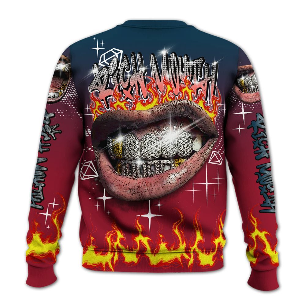 Sweatshirt To Match Mid Multi Color 2022 1s - Rich Mouth Fire Rap Retro 90s All Over Print