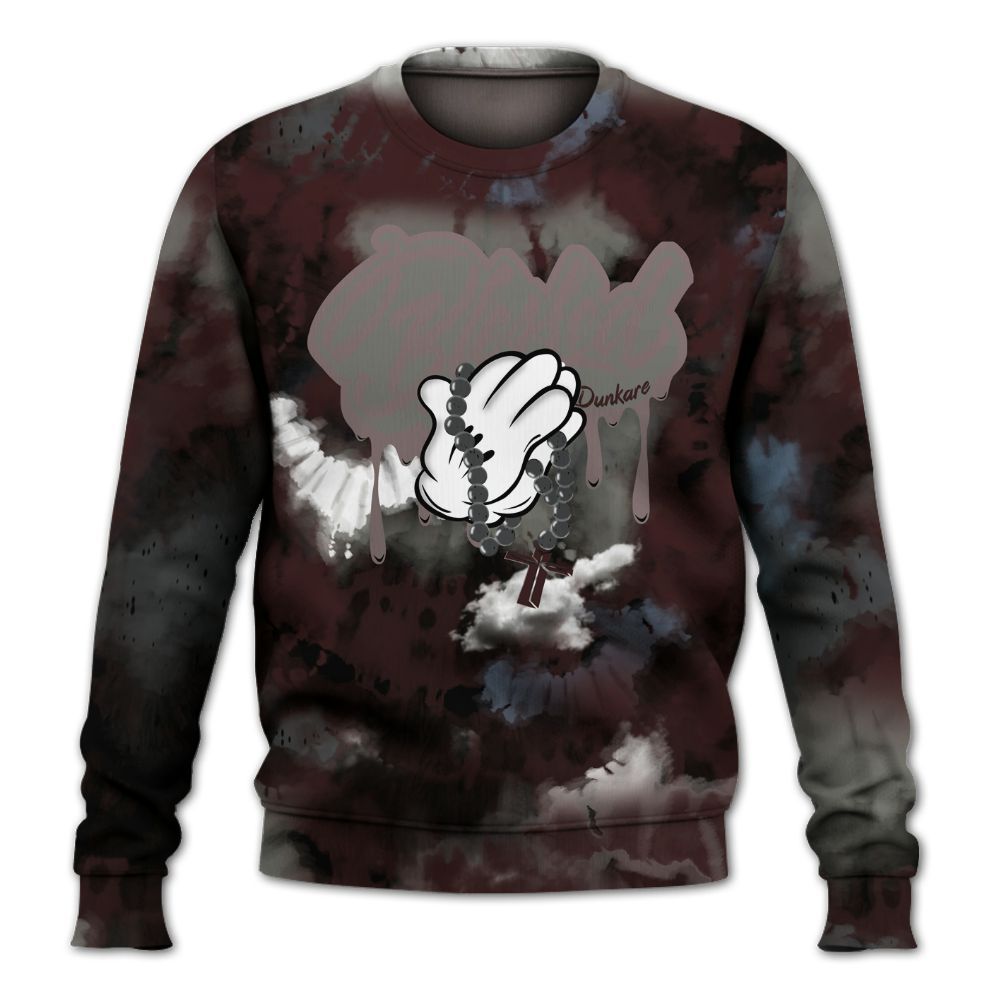 Sweatshirt To Match Burgundy 5s - God Blessed Tie Dye All Over Print