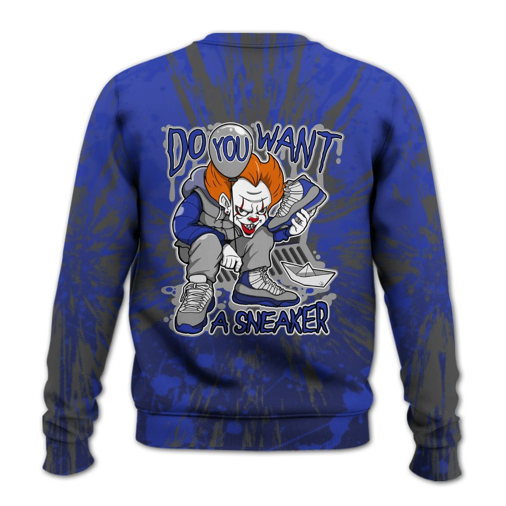 Sweatshirt To Match Air Max Plus Black Racer Blue - Clown Scary Sneakers Graphic Halloween All Over Print