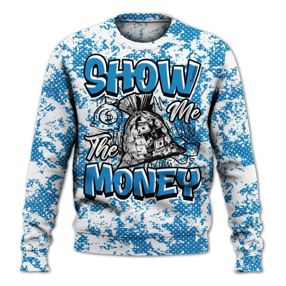 Sweatshirt To Match Retro University Blue 9s - Show Me The Money Retro All Over Print