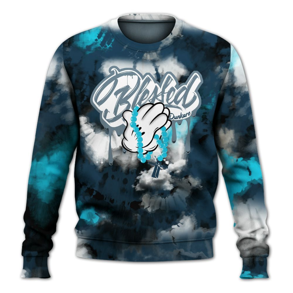 Sweatshirt To Match Air Navy Baltic Blue - God Blessed Tie Dye All Over Print