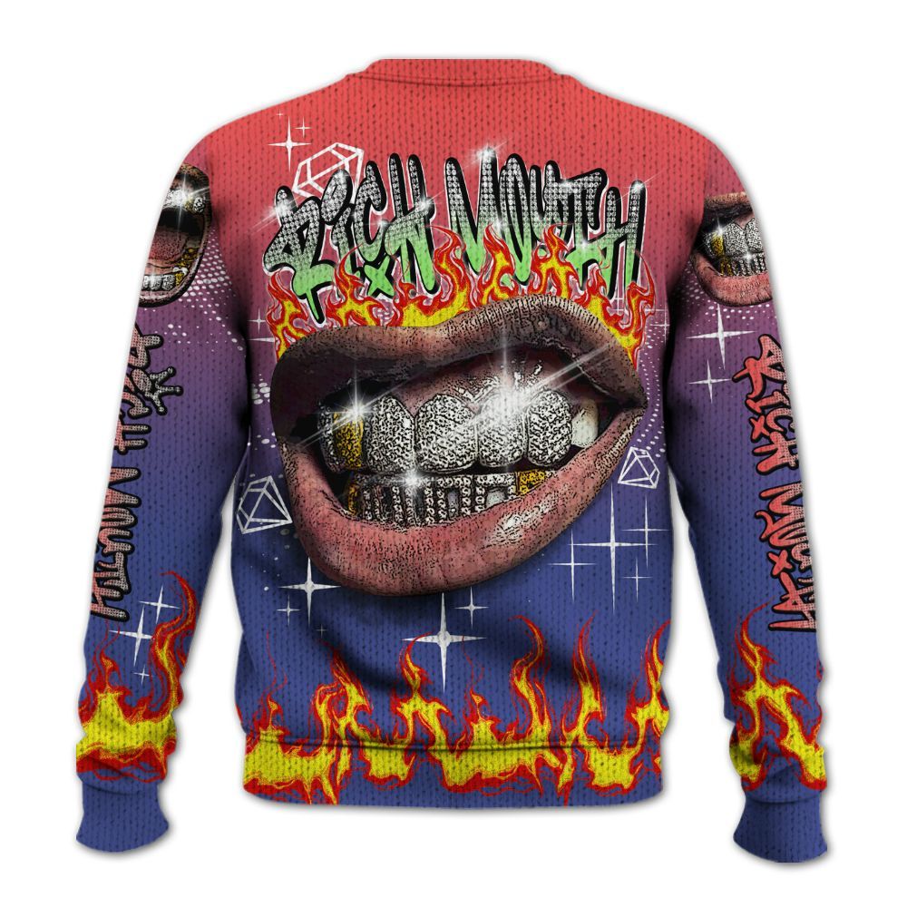 Knitted Sweater To Match KD 4 Nerf - Rich Mouth Fire Rap Retro 90s