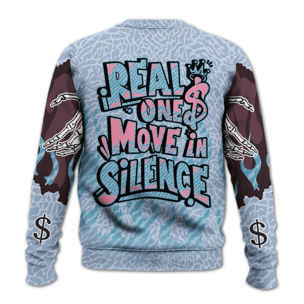 Sweatshirt To Match Denim Pink Glow 3s - Ones Move In Silence Graphic Trapped All Over Print