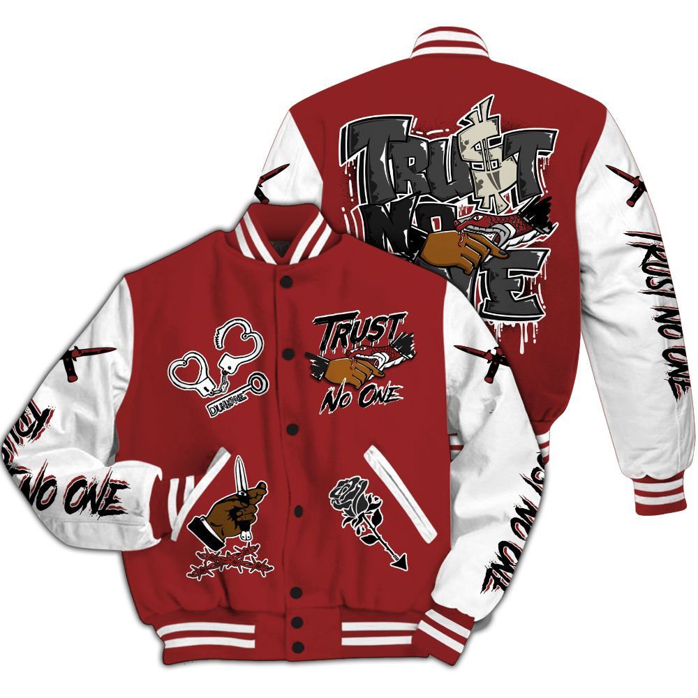 Varsity Jacket To Match High 85 Bred 1s - Trust No One Dripping All Over Print