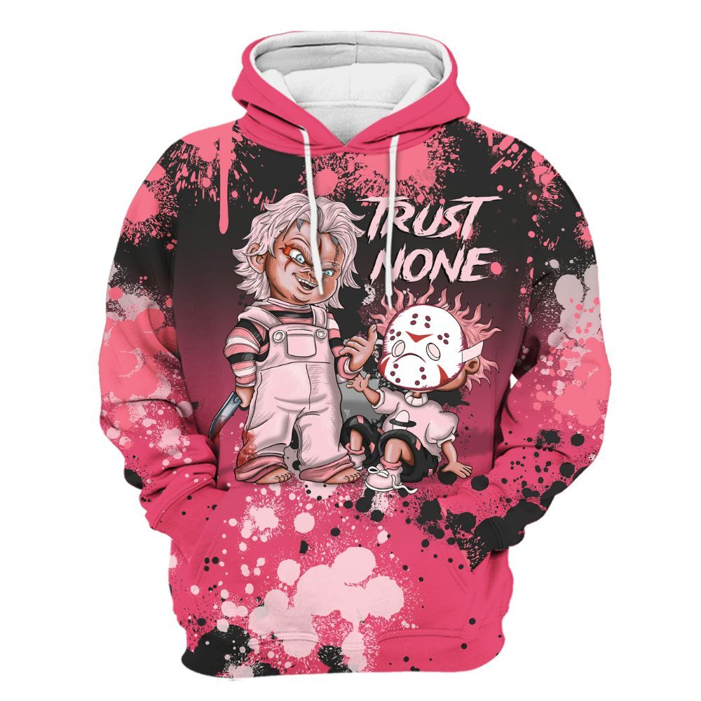 Hoodie To Match A'One Hyper Pink - Trust No One Scary All Over Print