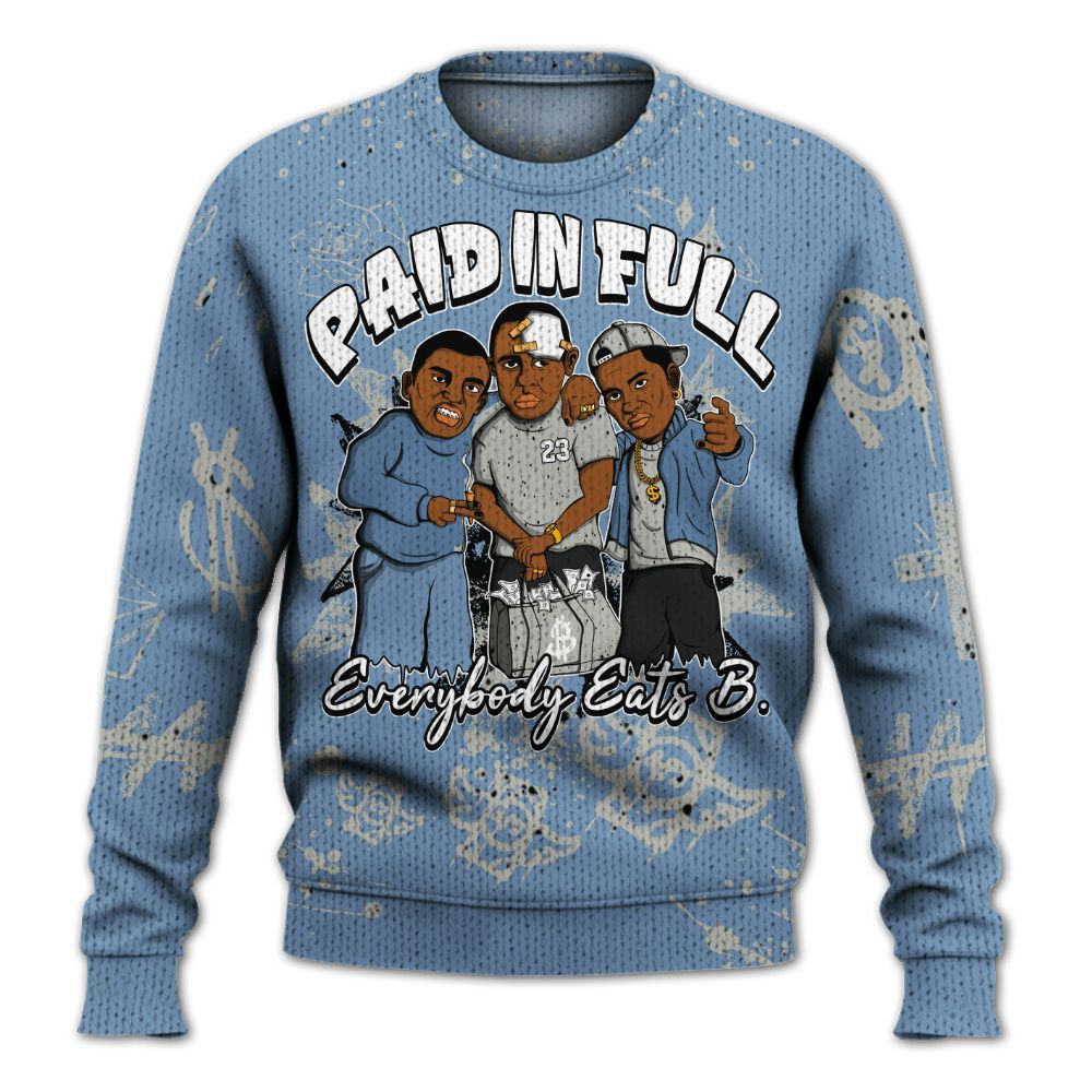 Knitted Sweater To Match University Blue 4s - Everybody Paid In Full Crayon