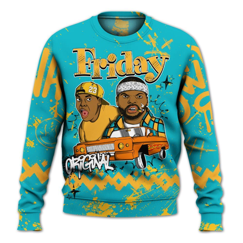 Sweatshirt To Match Retro Aqua 5s - Friday Sneaker Crayon All Over Print