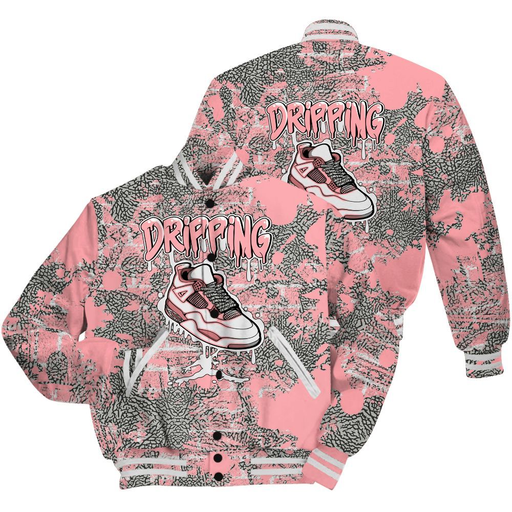 Varsity Jacket To Match Retro Wings 3s Shirt - Dripping Shoe 4S Graphic Street Art All Over Print