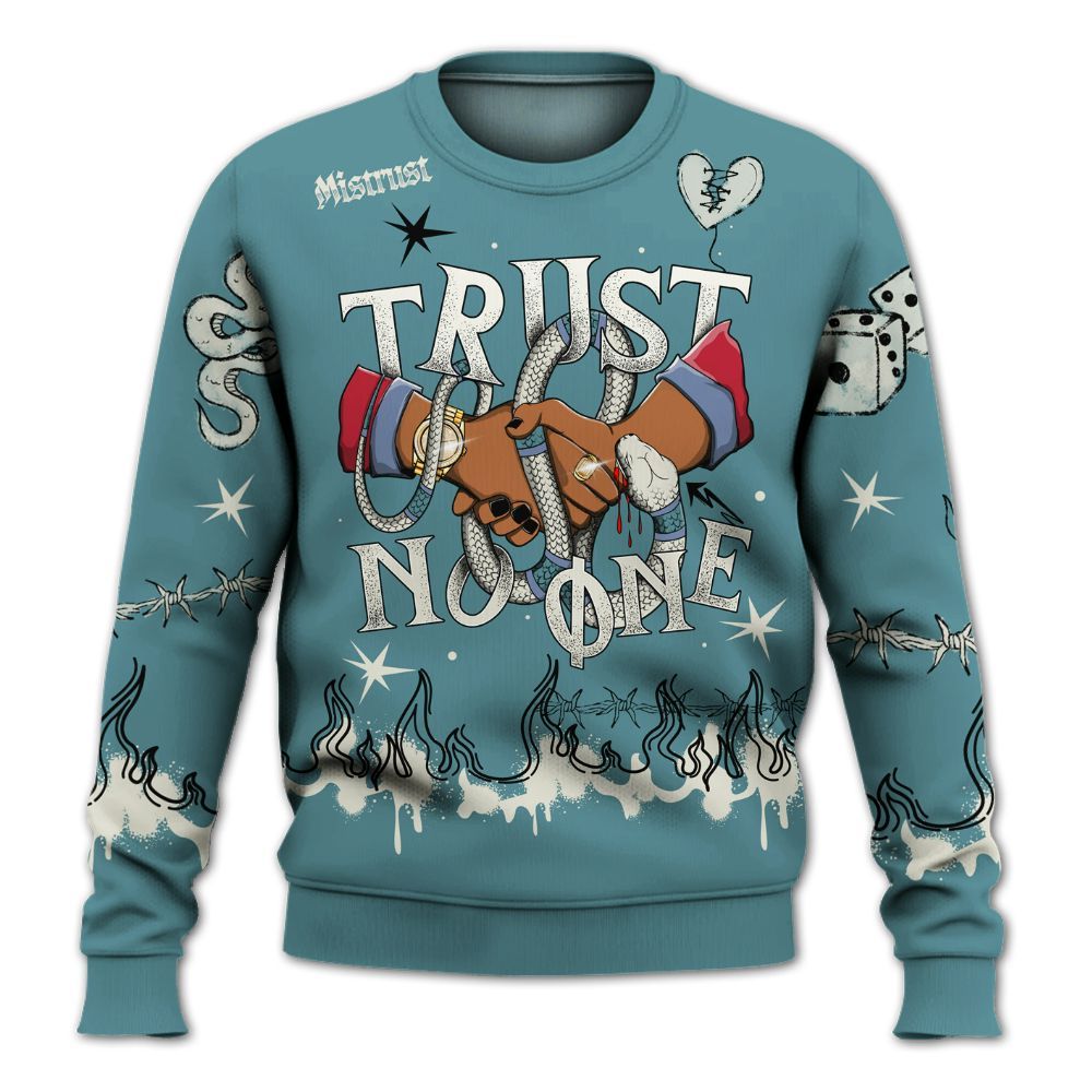 Sweatshirt To Match Dunk Low Denim Turquoise Royal - Trust No One Snake-Bite Doodle Crayon All Over Print