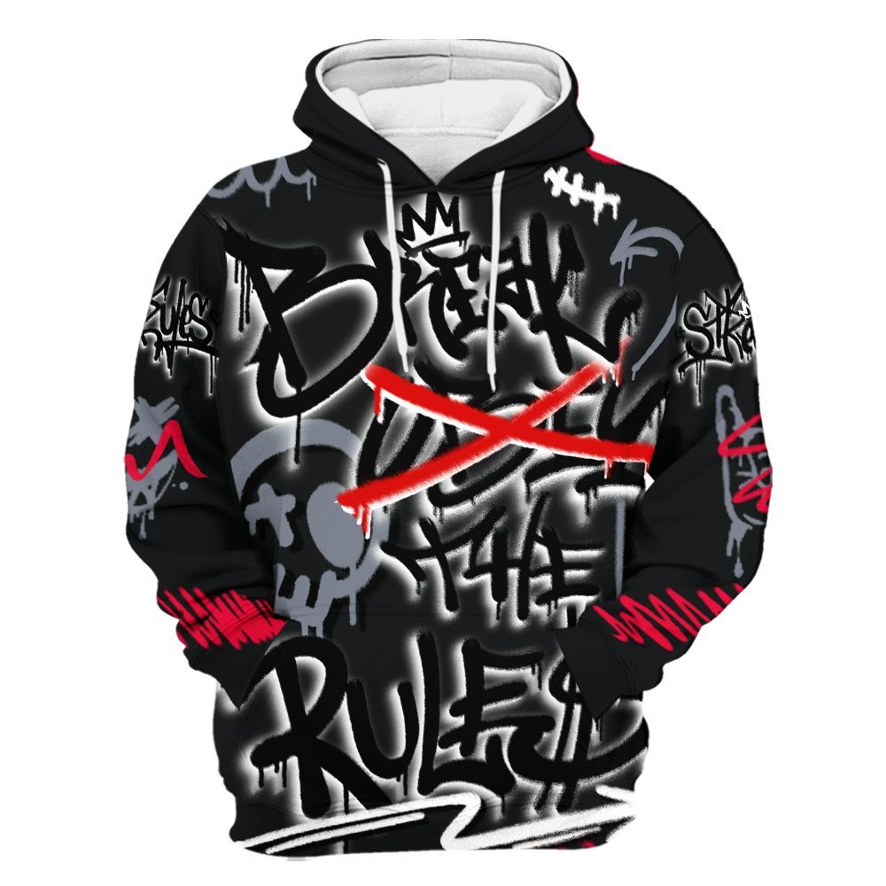 Hoodie To Match Mid Black Metallic 1s - Break Rules Streetwear All Over Print