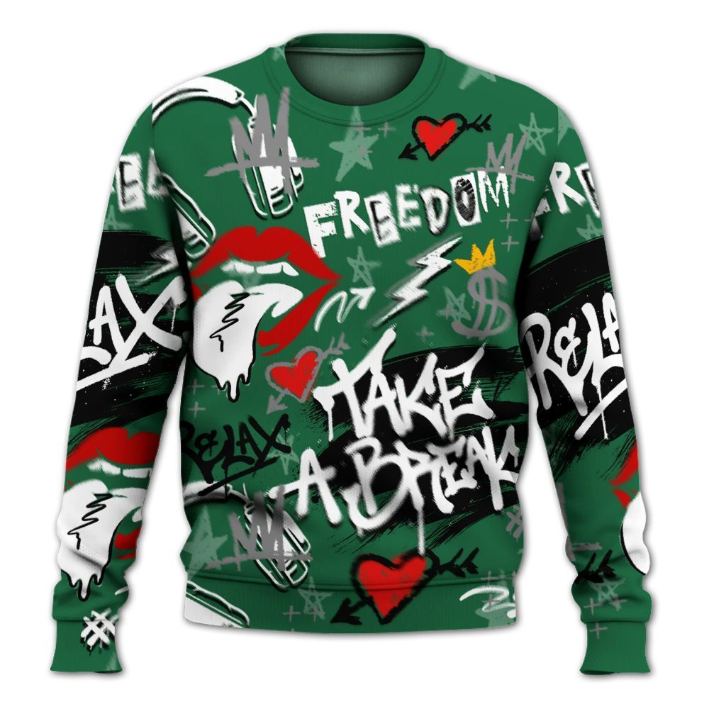 Sweatshirt To Match High Gorge Green 1s - Take Break Freedom Graffiti Streetwear All Over Print