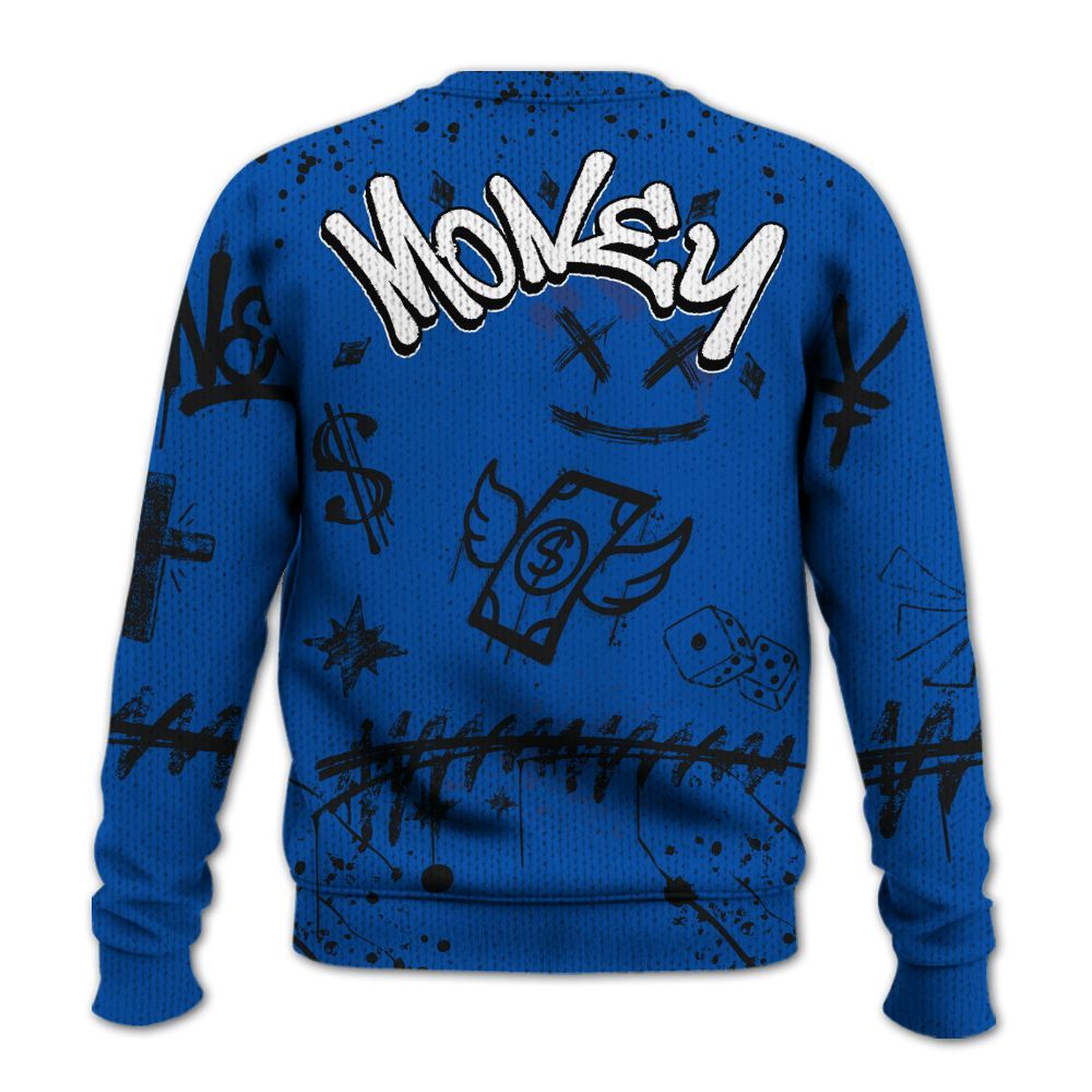 Knitted Sweater To Match Racer Blue 5s - Everybody Paid In Full Crayon
