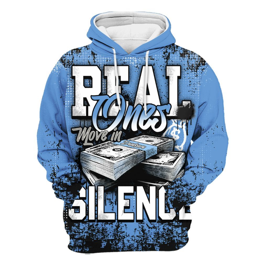 Hoodie To Match Black University Blue 5s - Move In Silence Money Street Retro All Over Print